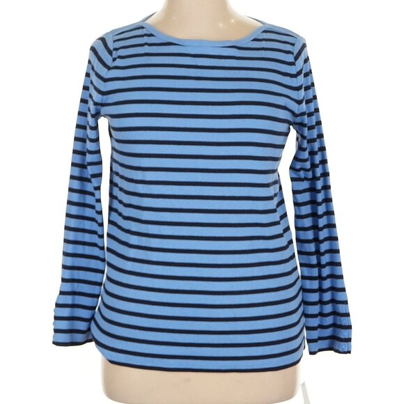 NWT Talbots Sz 1X Blue Striped Button Cuff Sleeve Bateau Neck Hutton Stripe LS - Picture 5 of 9